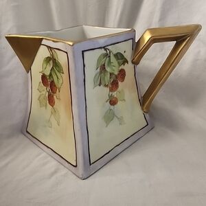 Vintage Early 1900s Limoges D & C FRANCE Porcelain Cider Tea Pitcher Pot square